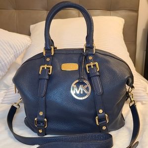 Michael Kors Bedford Belted Navy Leather Satchel